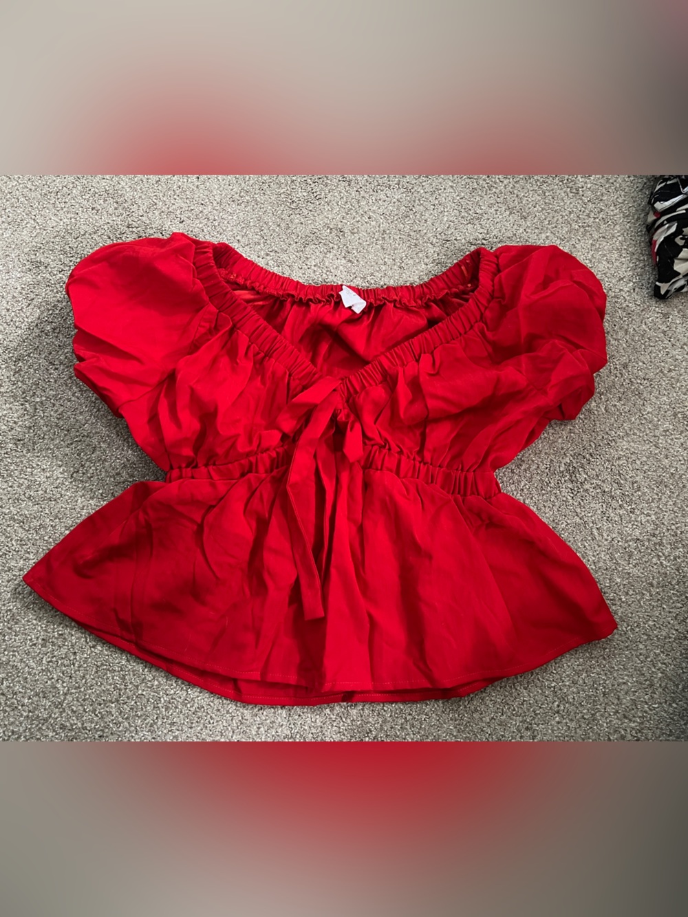Sienna Sky Red Tie-Front Peplum Blouse